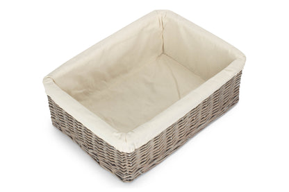 EXTRA LARGE GREY WASH FINISH TRAY with LINING