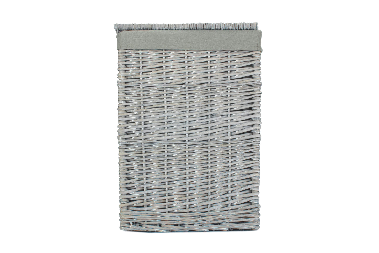 SMALL GREY WASH SQUARE LAUNDRY BASKET with GREY SAGE LINING