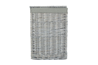 SMALL GREY WASH SQUARE LAUNDRY BASKET with GREY SAGE LINING