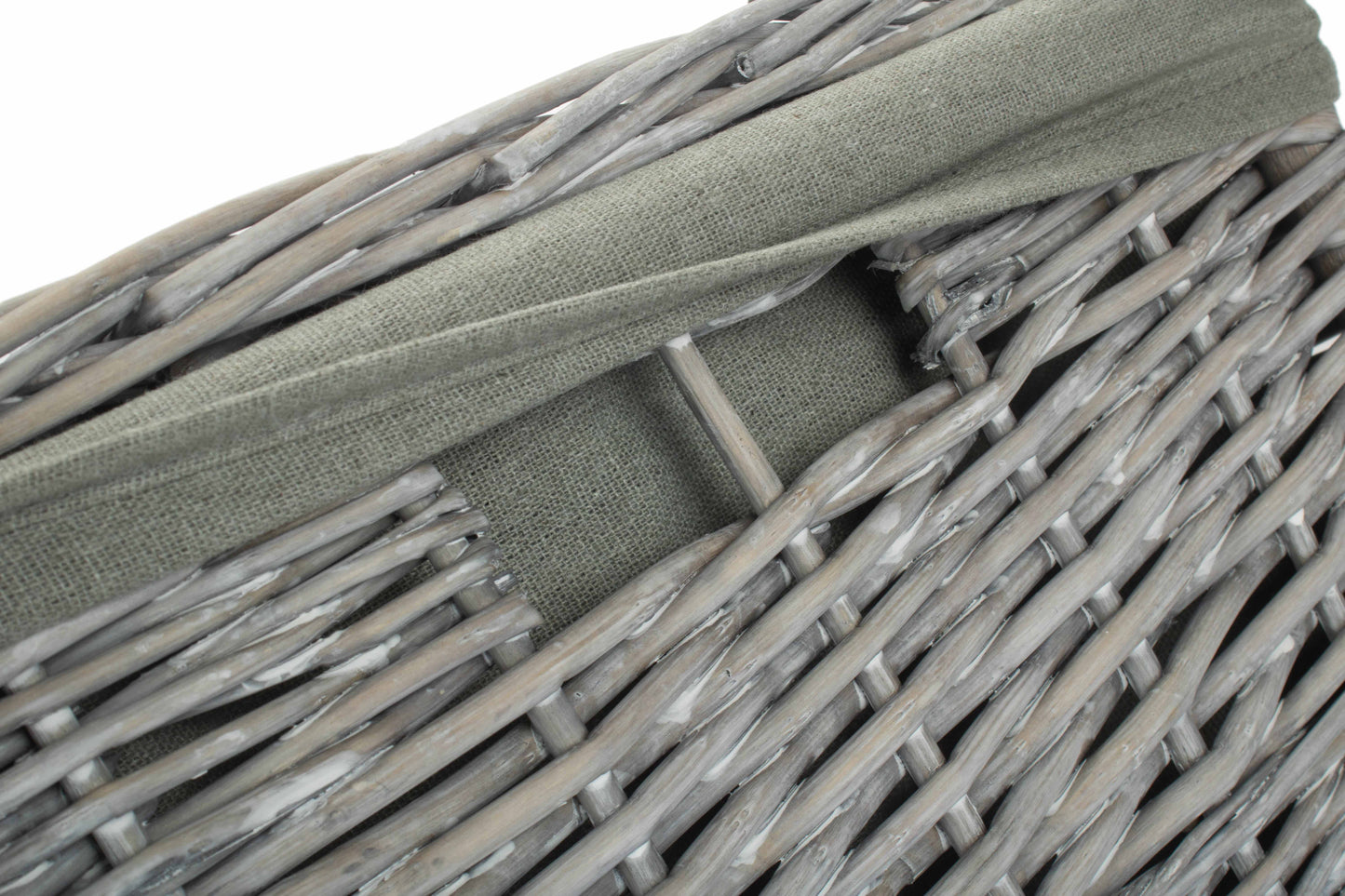 SMALL GREY WASH SQUARE LAUNDRY BASKET with GREY SAGE LINING