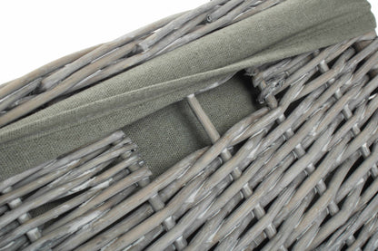 SMALL GREY WASH SQUARE LAUNDRY BASKET with GREY SAGE LINING