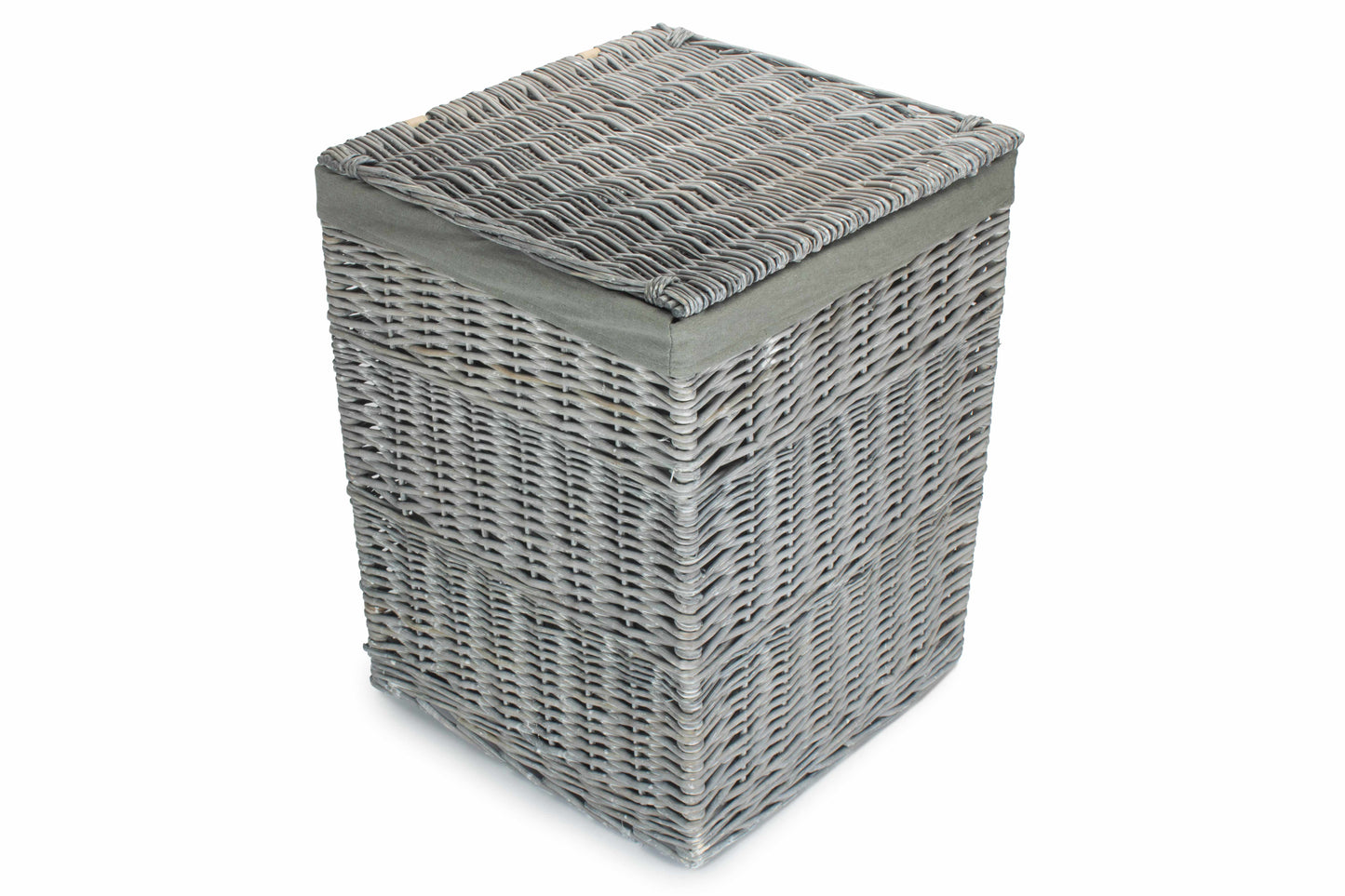 LARGE GREY WASH SQUARE LAUNDRY BASKET with GREY SAGE LINING
