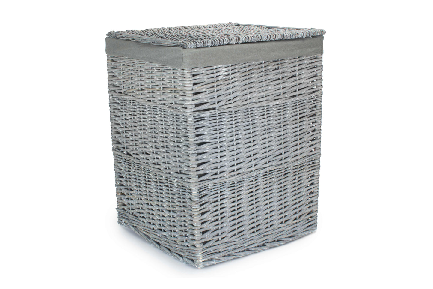 LARGE GREY WASH SQUARE LAUNDRY BASKET with GREY SAGE LINING