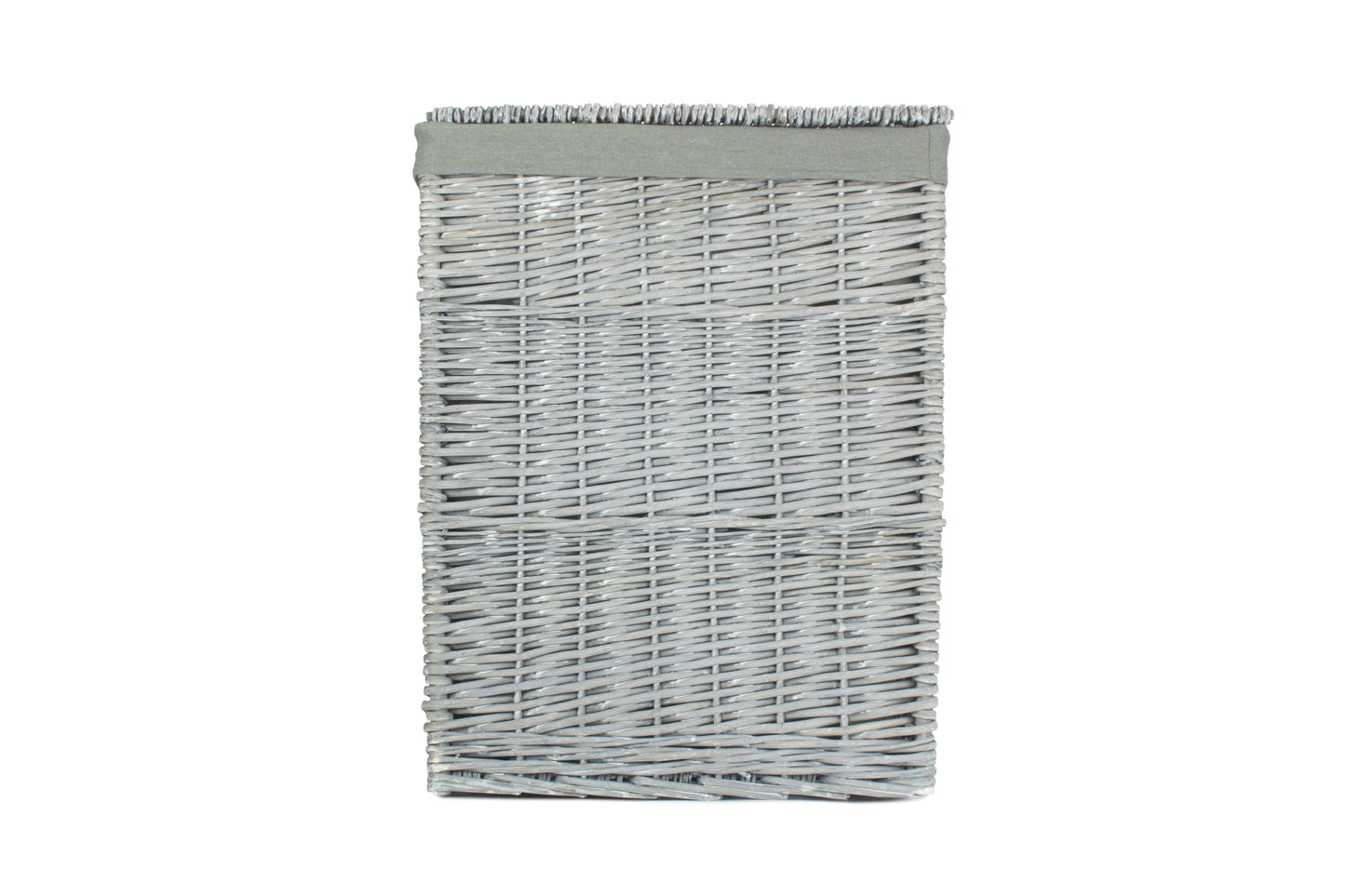 LARGE GREY WASH SQUARE LAUNDRY BASKET with GREY SAGE LINING