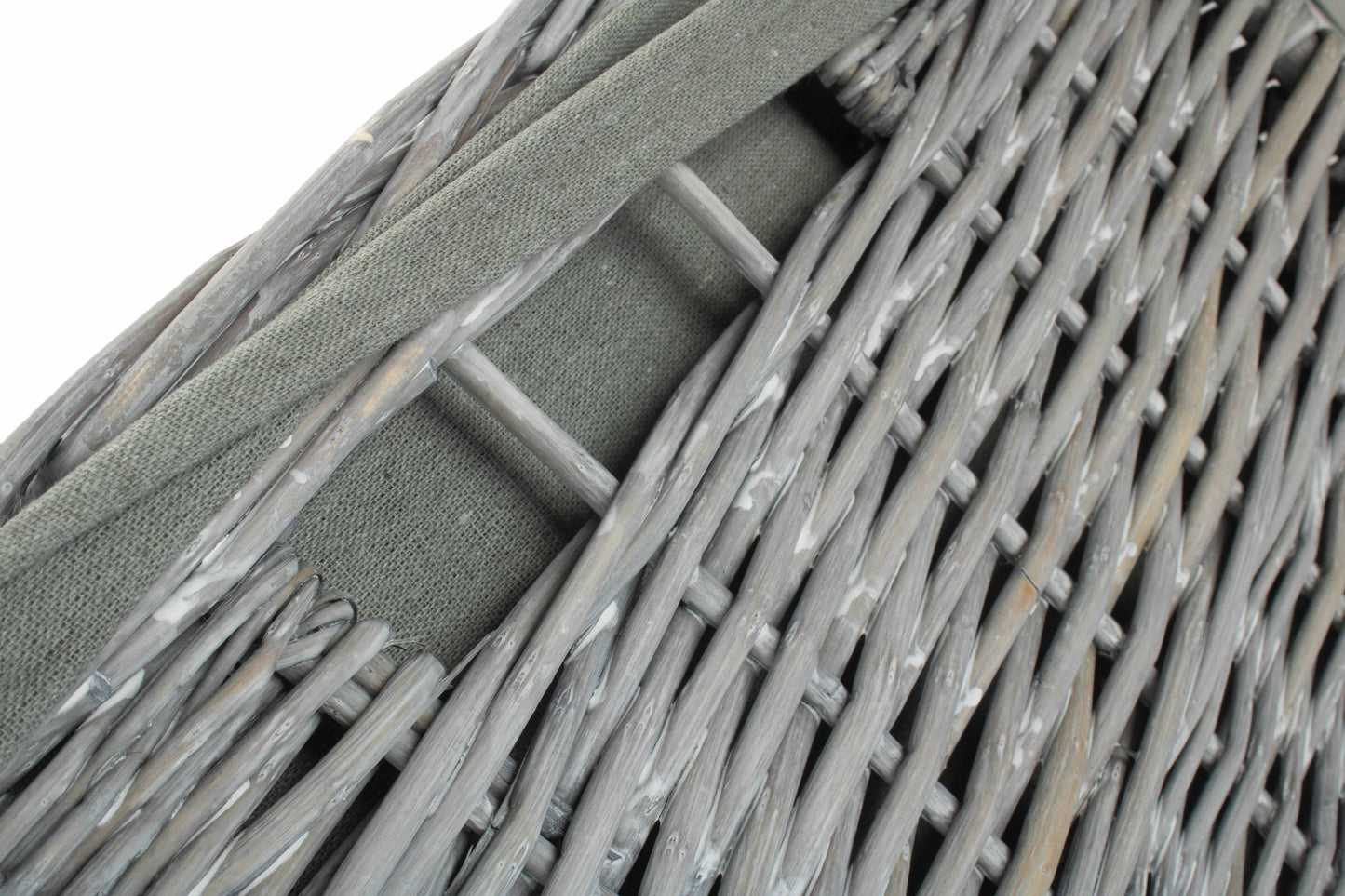 LARGE GREY WASH SQUARE LAUNDRY BASKET with GREY SAGE LINING