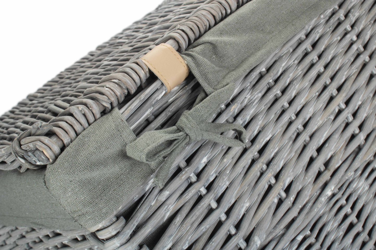 LARGE GREY WASH SQUARE LAUNDRY BASKET with GREY SAGE LINING