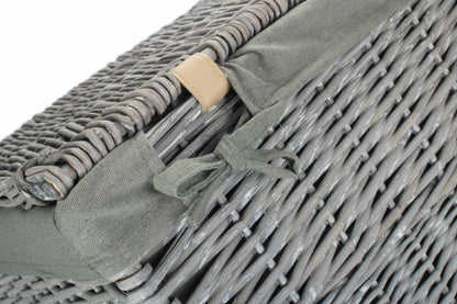 LARGE GREY WASH SQUARE LAUNDRY BASKET with GREY SAGE LINING