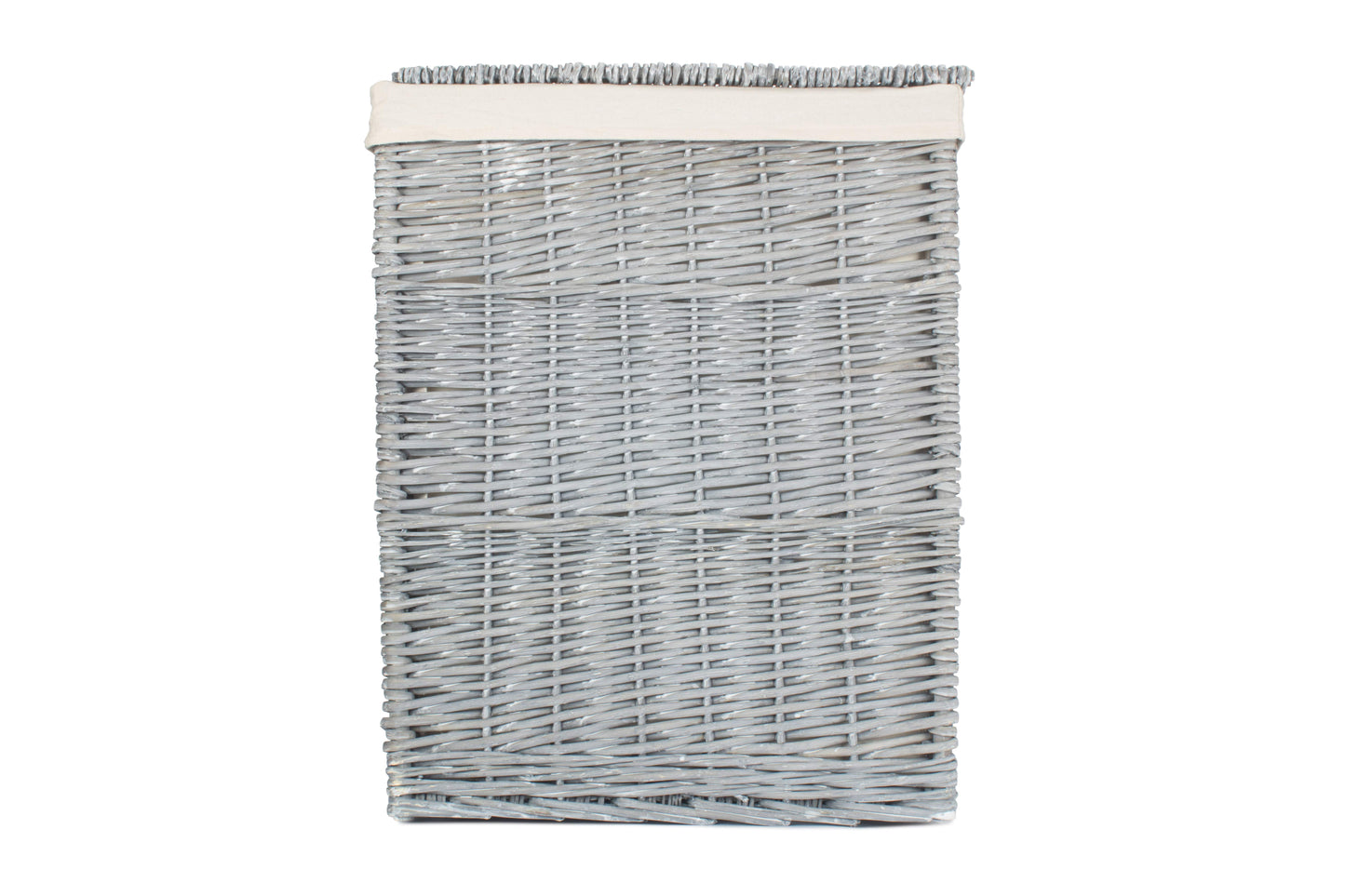 LARGE GREY WASH SQUARE LAUNDRY BASKET with WHITE LINING