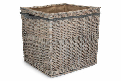 SIZE 3 GREY WASH SQUARE STORAGE BASKET