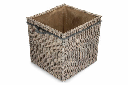 SIZE 3 GREY WASH SQUARE STORAGE BASKET