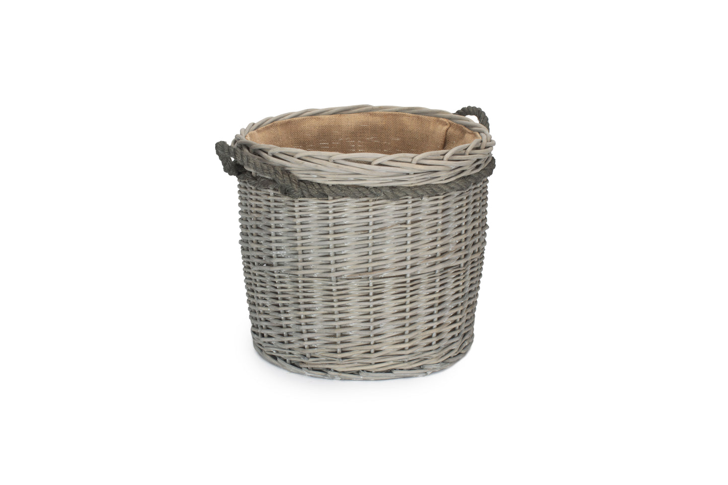 SIZE 1 GREY WASH ROUND STORAGE BASKET