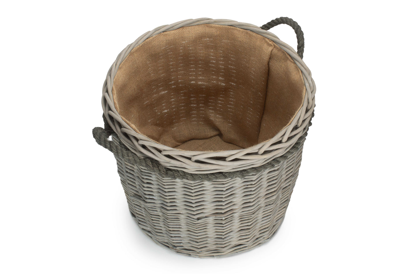 SIZE 1 GREY WASH ROUND STORAGE BASKET
