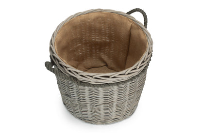SIZE 1 GREY WASH ROUND STORAGE BASKET