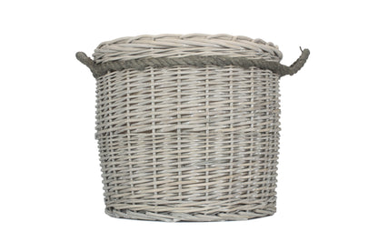 SIZE 1 GREY WASH ROUND STORAGE BASKET