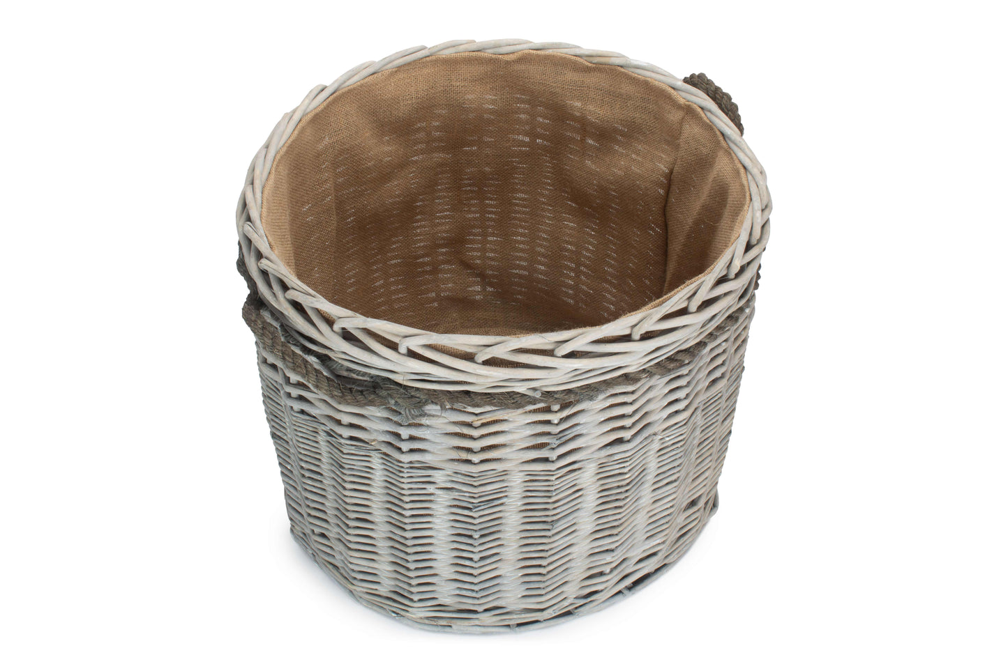 SIZE 2 GREY WASH ROUND STORAGE BASKET