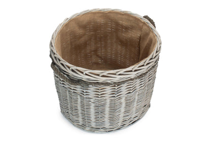 SIZE 2 GREY WASH ROUND STORAGE BASKET