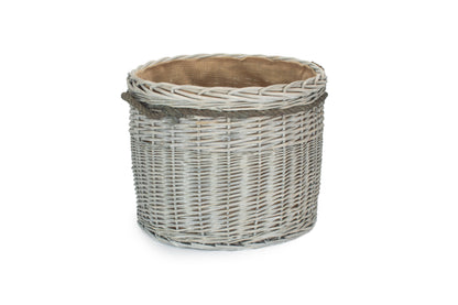 SIZE 2 GREY WASH ROUND STORAGE BASKET