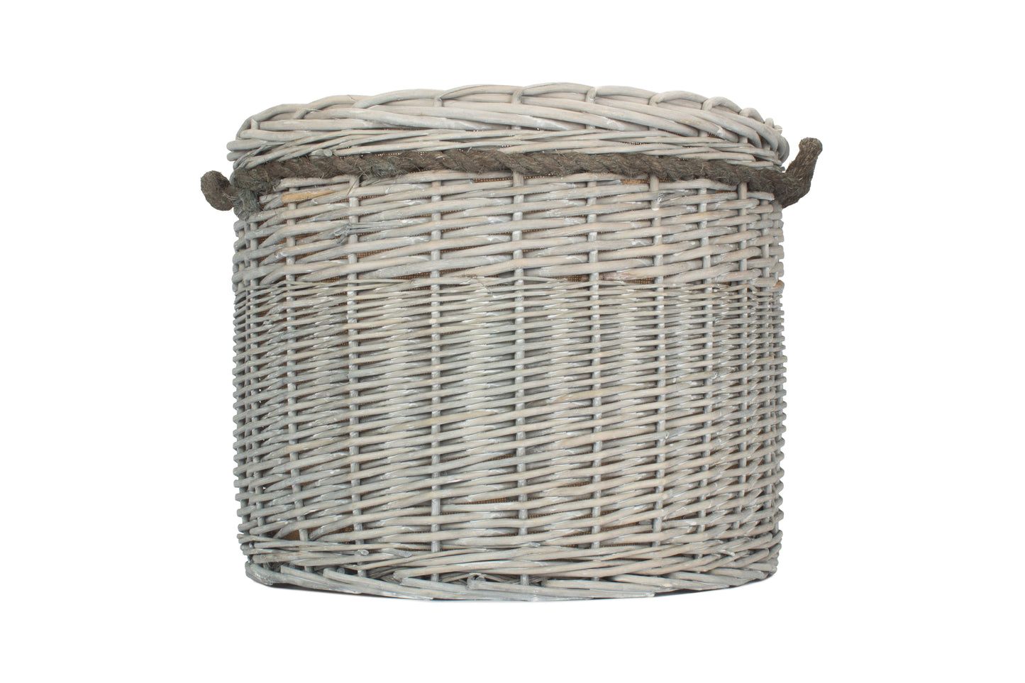 SIZE 2 GREY WASH ROUND STORAGE BASKET