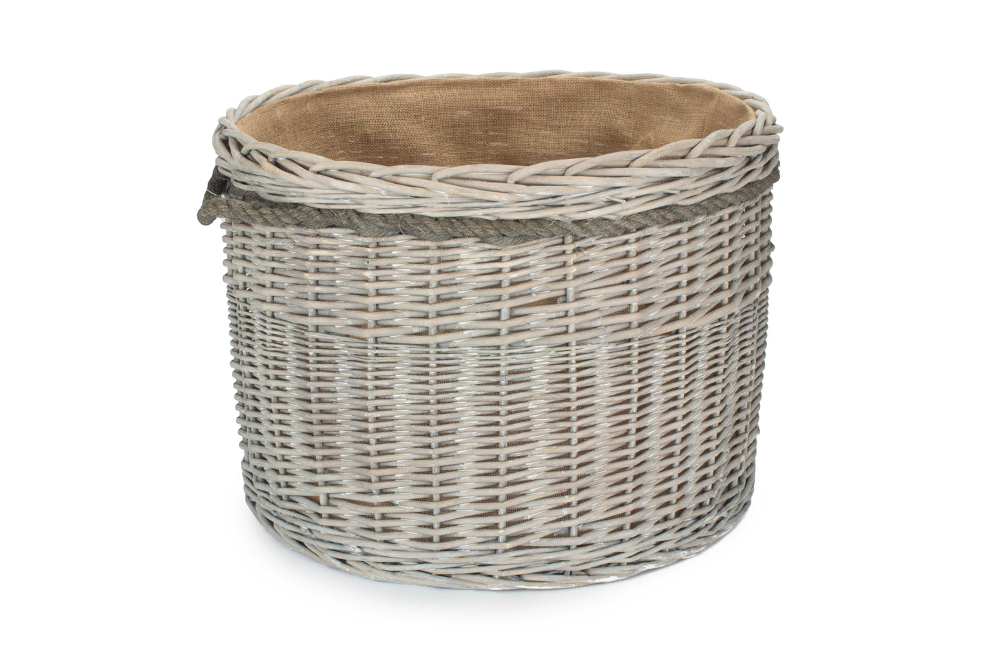 SIZE 3 GREY WASH ROUND STORAGE BASKET