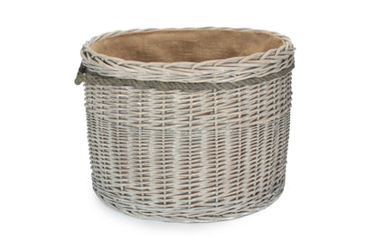 SIZE 3 GREY WASH ROUND STORAGE BASKET