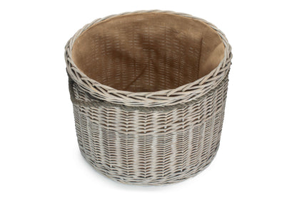 SIZE 3 GREY WASH ROUND STORAGE BASKET
