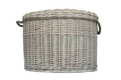 SIZE 3 GREY WASH ROUND STORAGE BASKET