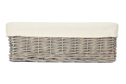 LARGE GREY WASH FINISH TRAY with LINING