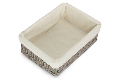 LARGE GREY WASH FINISH TRAY with LINING