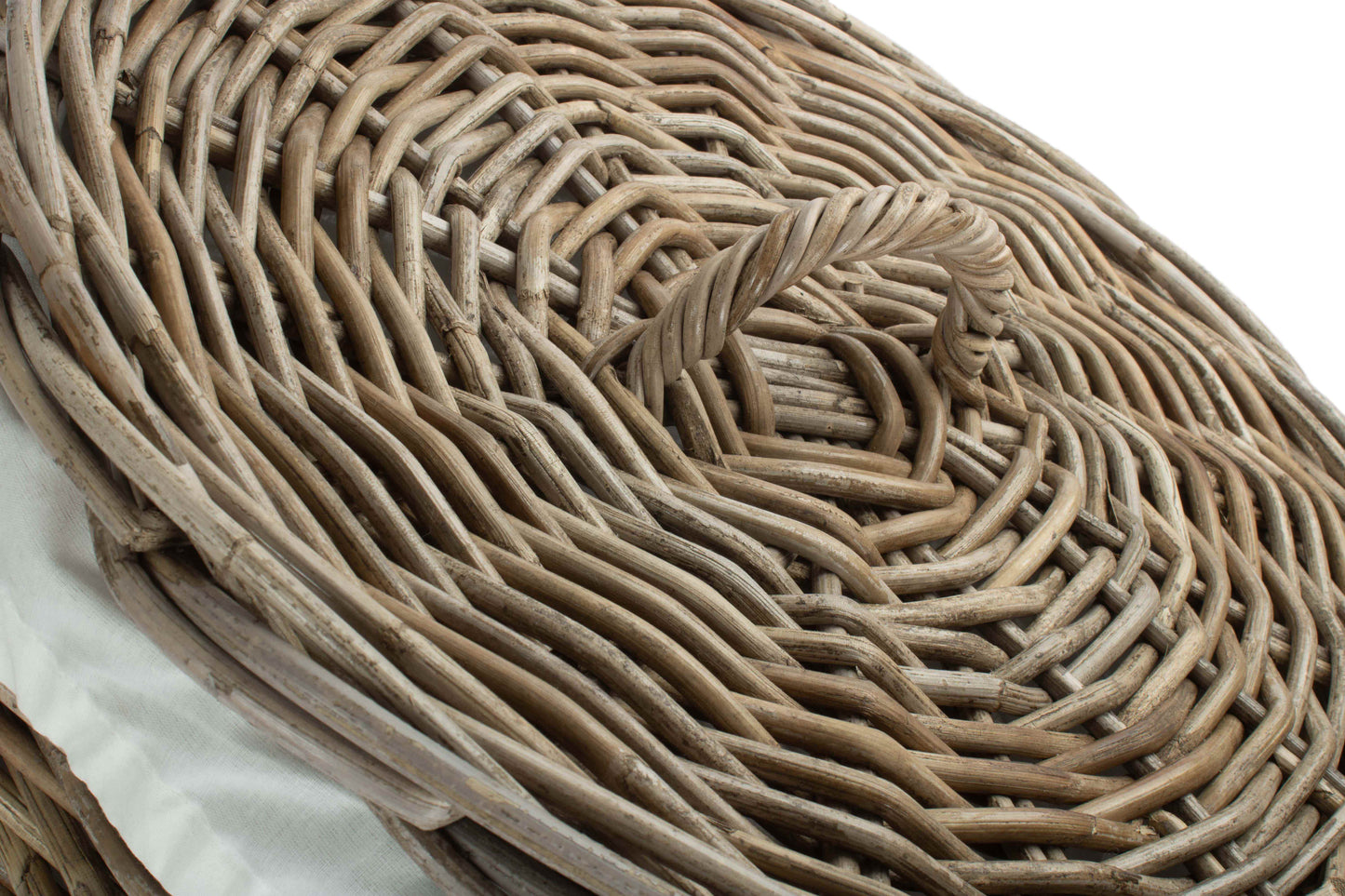 LARGE ROUND RATTAN LAUNDRY HAMPER BASKET with WHITE LINING