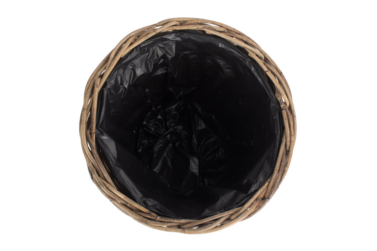 SMALL TAPERED RATTAN ROUND PLANTER with PLASTIC LINING