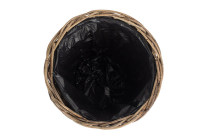 SMALL TAPERED RATTAN ROUND PLANTER with PLASTIC LINING