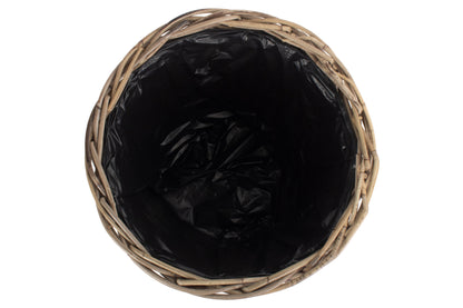 LARGE TAPERED RATTAN ROUND PLANTER with PLASTIC LINING
