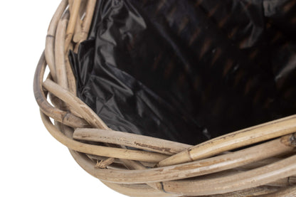 LARGE TAPERED RATTAN ROUND PLANTER with PLASTIC LINING