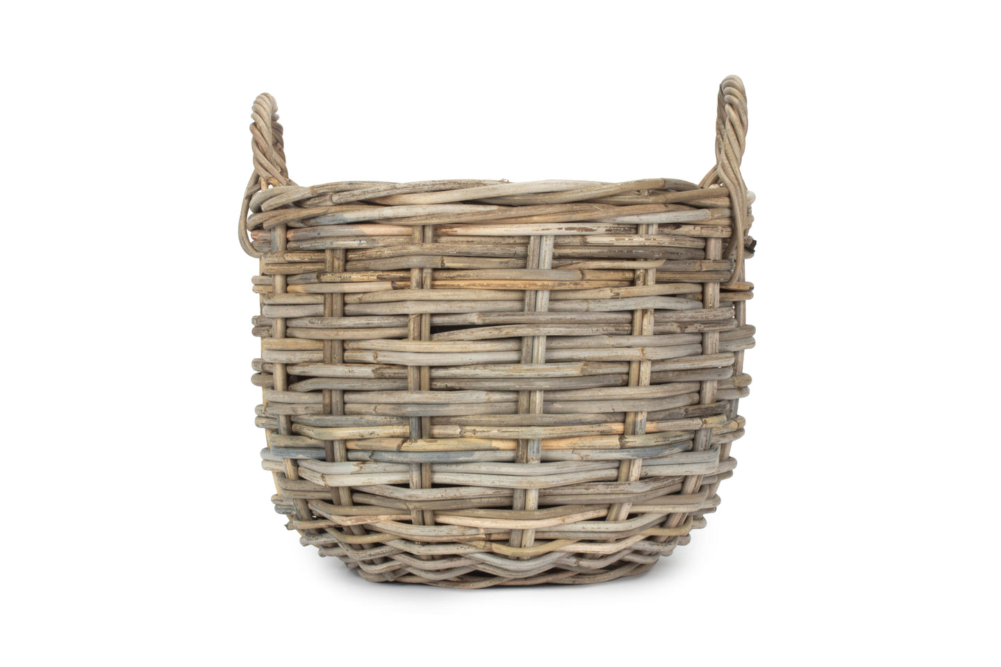 SMALL CURVED BASE RATTAN PLANTER with PLASTIC LINING