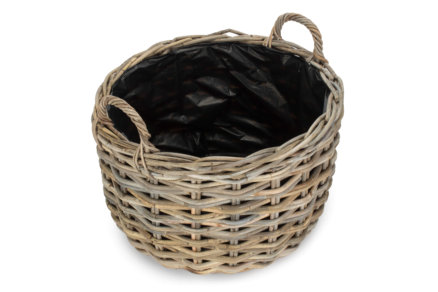 LARGE CURVED BASE RATTAN PLANTER with PLASTIC LINING