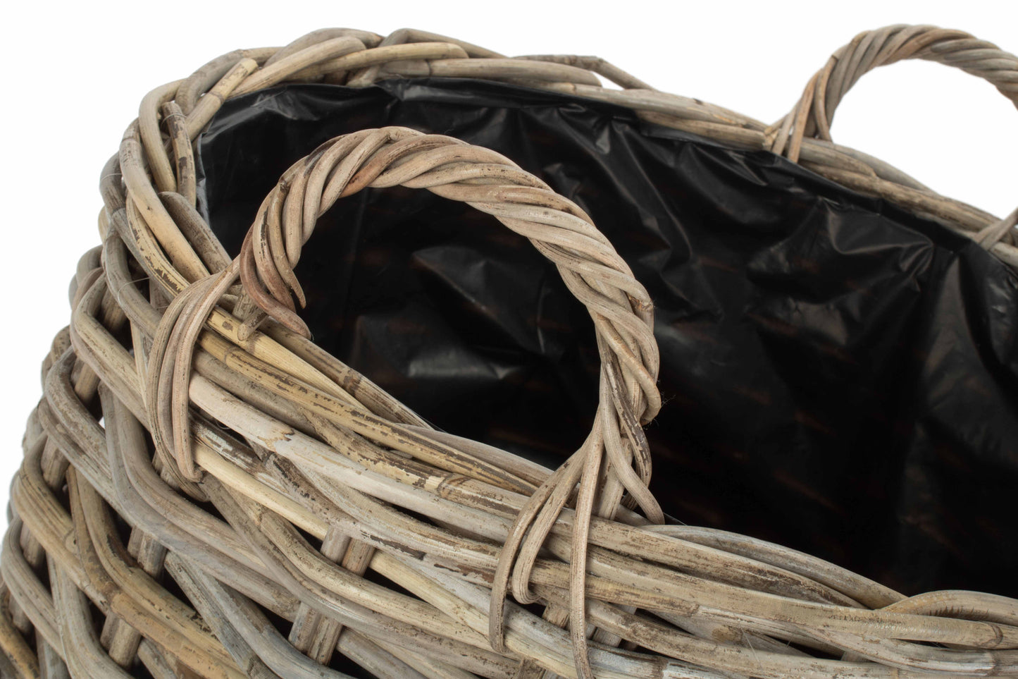 LARGE CURVED BASE RATTAN PLANTER with PLASTIC LINING