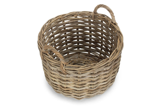 SMALL CURVED BASE RATTAN LOG STORAGE BASKET