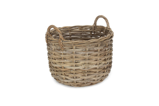 SMALL CURVED BASE RATTAN LOG STORAGE BASKET