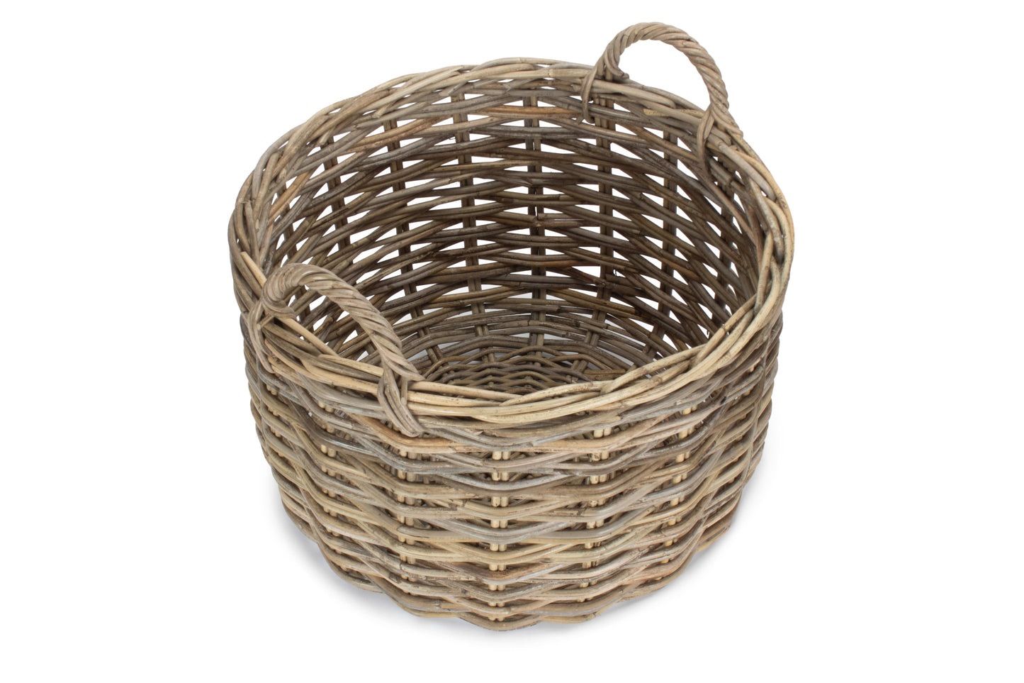 LARGE CURVED BASE RATTAN LOG STORAGE BASKET