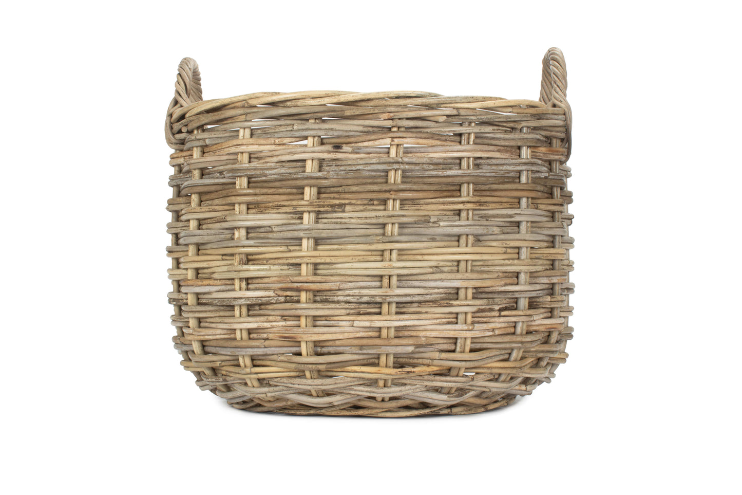 LARGE CURVED BASE RATTAN LOG STORAGE BASKET