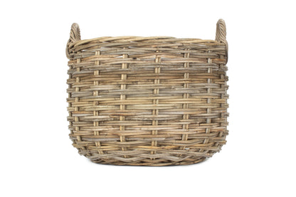 LARGE CURVED BASE RATTAN LOG STORAGE BASKET