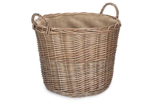 EXTRA LARGE CHESTNUT ROUND LINED LOG BASKET