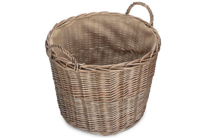 EXTRA LARGE CHESTNUT ROUND LINED LOG BASKET