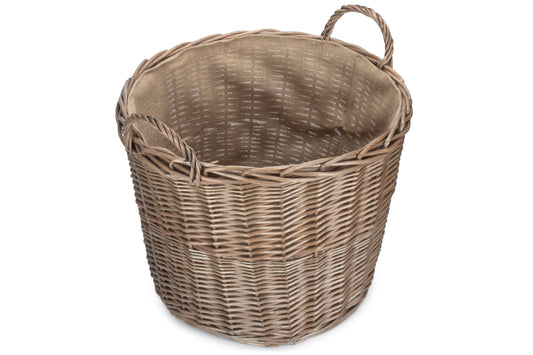EXTRA LARGE CHESTNUT ROUND LINED LOG BASKET