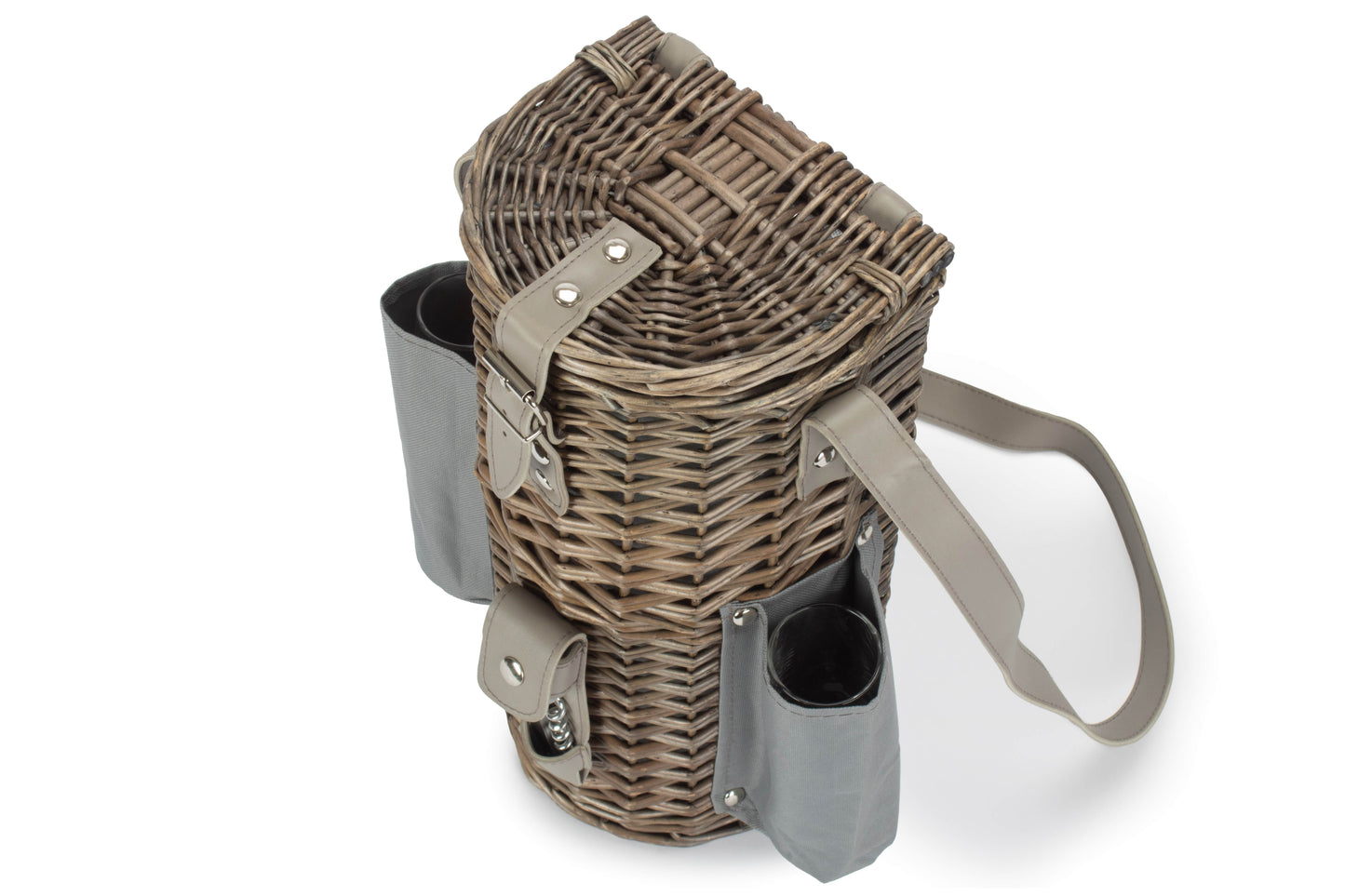 SINGLE BOTTLE & 2 CHAMPAGNE GLASS CARRIER with SHOULDER STRAP