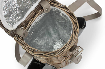 SINGLE BOTTLE & 2 CHAMPAGNE GLASS CARRIER with SHOULDER STRAP
