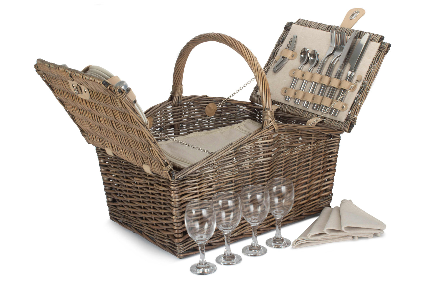 DOUBLE LIDDED 4 PERSON PICNIC HAMPER