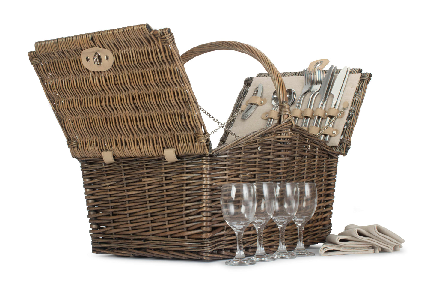 DOUBLE LIDDED 4 PERSON PICNIC HAMPER