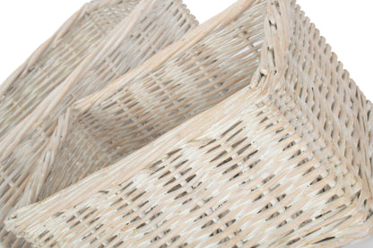 SMALL WHITE WASH FINISH WILLOW TRAYS SET 2