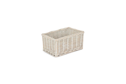 SIZE 2 SMALL WHITE WASH FINISH WILLOW TRAY